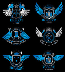 Set of luxury heraldic vector templates. Collection of vector sy