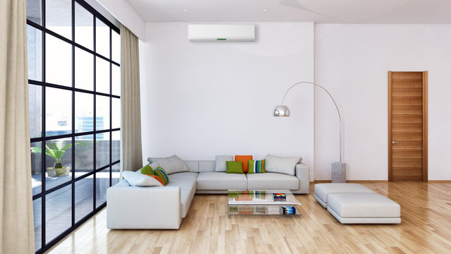Living room with air conditioning