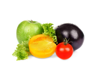 Fresh vegetables on white background
