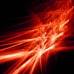 Sparkling red fractal on a black background