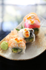 Mix maki sushi roll japanese food