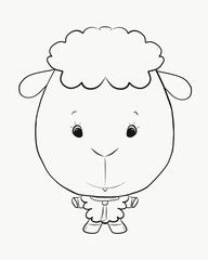 Coloring, small, funny lamb 