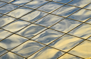 Golden blue metal roof tiles texture background