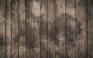 Old vintage dark brown wooden planks background