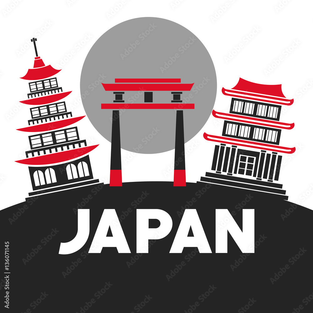 Canvas Prints traditional building gate japan vector illustration eps 10