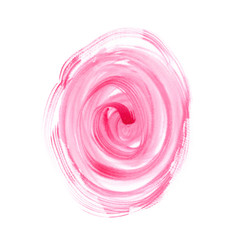Bright pink circle painted in watercolor brush strokes on clean white background