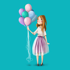 Girl and balloons