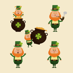 set leprechaun st patrick day vector illustration eps 10