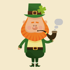 leprechaun smoking tobacco pipe vector illustration eps 10