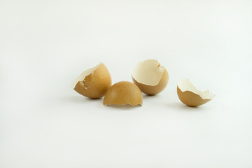 eggs shells on white background