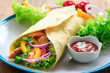 mexican tortilla wrap with chicken breast