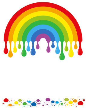 Rainbow with color drops. Isolated vector on white background.