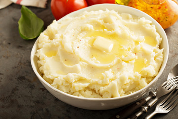 Mashed potatoes in big bowl