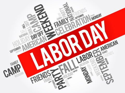 Labor Day word cloud collage, holiday concept background