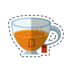 glass cup tea fresh-cut line vector illustration eps 10