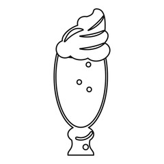 glass cup latte coffee cream thin line vector illustration eps 10