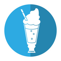 glass cup drink cream glace straw fresh - round icon vector illustration eps 10