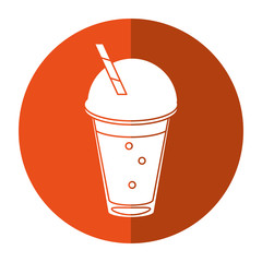 frappe coffee straw take out container - round icon vector illustration eps 10
