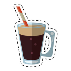 mocca coffee cup cream straw drink - dot line vector illustration eps 10