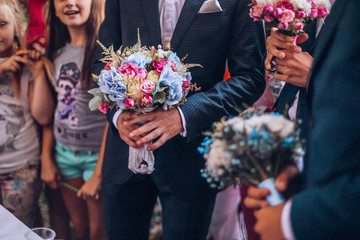 Wedding flowers in hand