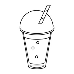 frappe coffee straw take out container thin line vector illustration eps 10