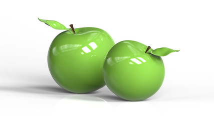 Zielone jabłka na białym tle - obrazy, fototapety, plakaty