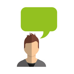 young man with speech bubble avatar character vector illustration design