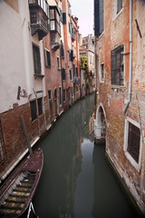 Fototapeta na wymiar Small Side Canal Venice Italy