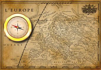 Fototapeta na wymiar Old European map