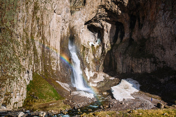 Waterfall in the mountains of the Caucasus. Gil-Su