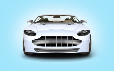 sport car vehicle front view on blue gradient background 3d