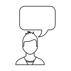 young man with speech bubble avatar character vector illustration design