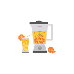 Kitchen appliance isolated on white. Electric juice blender. Home food processor juicer machine. Flat style vector. Design element fresh drink kitchenware equipment advertisement background banner