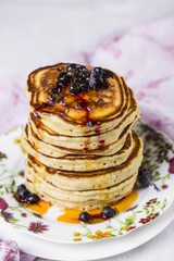 Stack of pancakes with blueberry