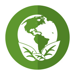 world earth ecological enviroment leaves symbol shadow vector illustration eps 10