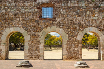 Fototapeta na wymiar Ruins of the Cuilapan de Guerrero monastery, Oaxaca, Mexico