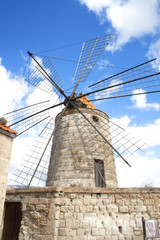 Ancient windmill in the salt mines at Tripoli, Sicily, Italy