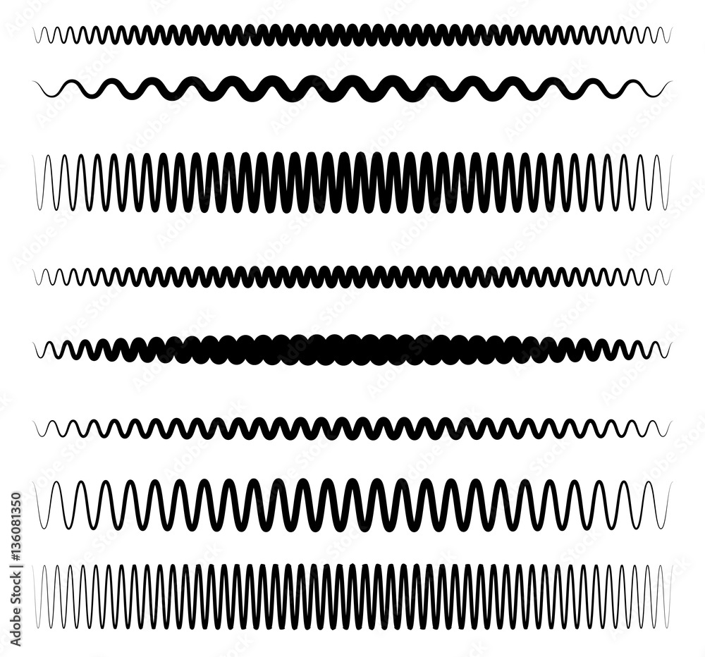 Poster Wavy, zigzag line set with different level of distortion