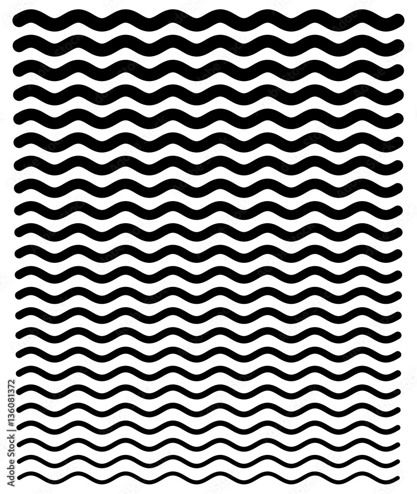 Aufkleber Thinner and thicker wavy, zig-zag horizontal line elements