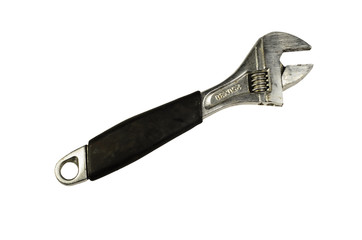 Adjustable wrench isolated on white