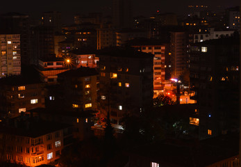Fototapeta na wymiar Aerial view of Kadikoy district of Istanbul city at night