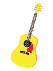 Obraz premium Isolated wooden guitar on a white background, Vector illustration