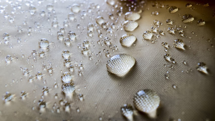 Close up of waterdrops on a raincoat