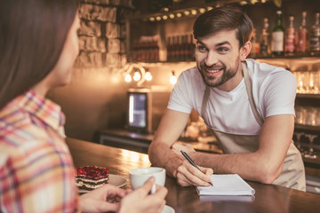 Handsome barista working