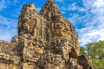 Fototapeta na wymiar Angkor Wat, Cambodia - December 6, 2016: Galleries and tourists