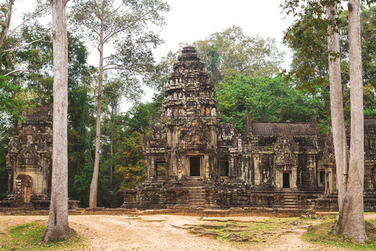Tower and galleries in Angkor Thom, Siem Reap, Cambodia.