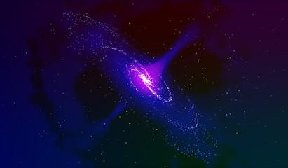 Naklejka premium EPS 10. Explosion in space. An expanding galaxy. Vector illustration