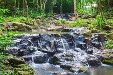 Fototapeta premium Beatiful of waterfall in national green forest background