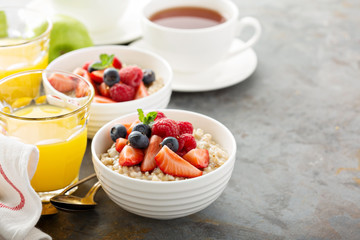 Steel cut oatmeal porridge with fresh berries