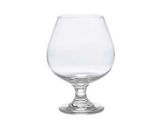 empty glass of cognac or brandy on a white background